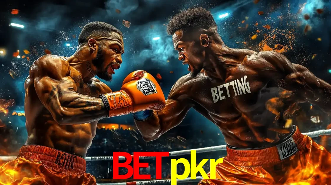 Dois boxeadores em uma luta intensa e explosiva, representando a adrenalina e as oportunidades de apostas em esportes de combate disponíveis na plataforma betpkr.