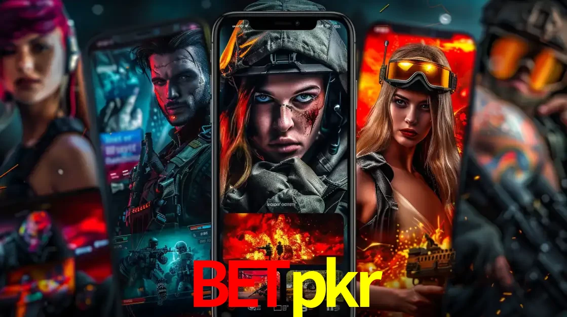 Montagem de telas de celular mostrando diversos personagens, masculinos e femininos, de um jogo de tiro, ilustrando a diversidade de equipes de e-sports para apostar no betpkr.