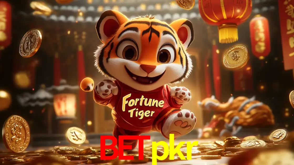 O alegre personagem do Fortune Tiger correndo sobre um caminho de moedas de ouro, simbolizando os grandes prêmios e a diversão do popular jogo de slot do betpkr.